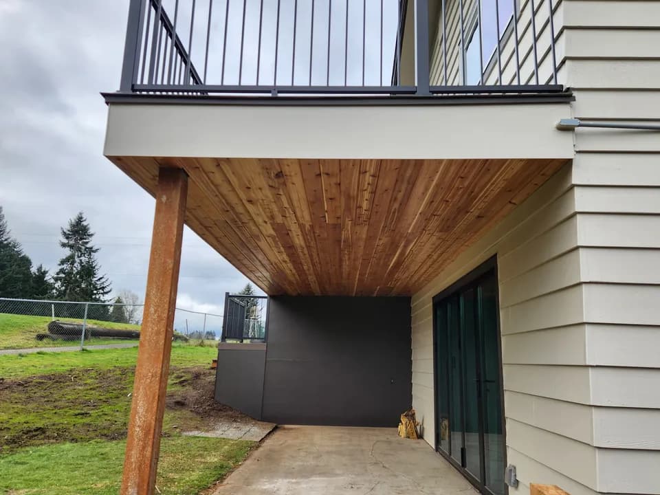 Painting exterior beige deck cedar soffit — Interior & exterior house painting — recent projects, HANDY TEAM PRO
